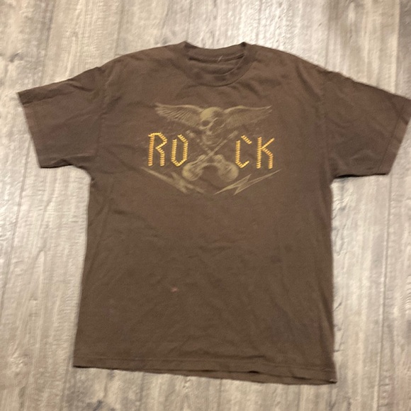Skull rock tee shirt brown size L - Picture 1 of 6